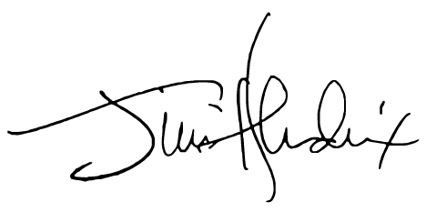 Black and white signature reading Jimi Hendrix.
